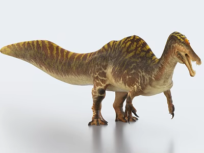 Realistic Spinosaurus Dinosaur Model With Striped Pattern 3d model