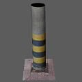 Stone Wood Cylindrical Pillar Design With Red Brick Base And Colorful Stripes