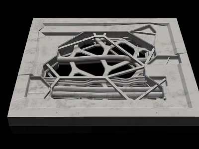 Structural Model of Industrial Equipment with Square Base Complex Geometric Framework and Internal Metal Components 3d model
