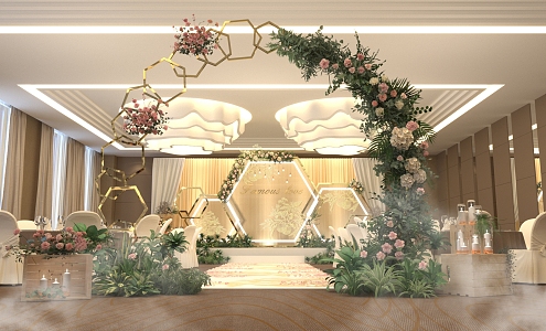 Modern wedding scene stage 3d model