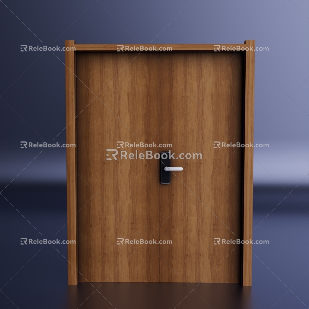 Double open wooden door wooden door double open door 3d model