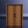 Classic Wooden Double Door With Frame And Metal Handle For Home Interior Design