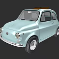 Vintage Light Blue Classic Car With Rounded Body And White Wheels
