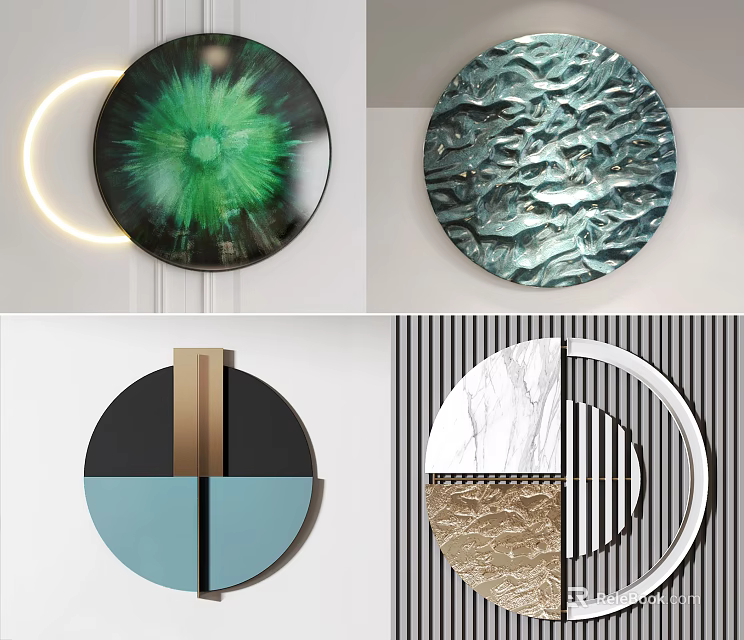 Modern Circular Wall Decor With Unique Textured Patterns And Geometric Designs 3d model