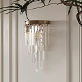 Elegant Brass Base Wall Lamp With Hanging Crystal Strips For Home Lighting Decor