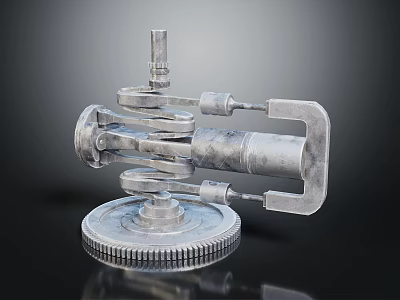 Detailed Engine Mechanical Structure With Metal Gear Piston And Industrial Components 3d model