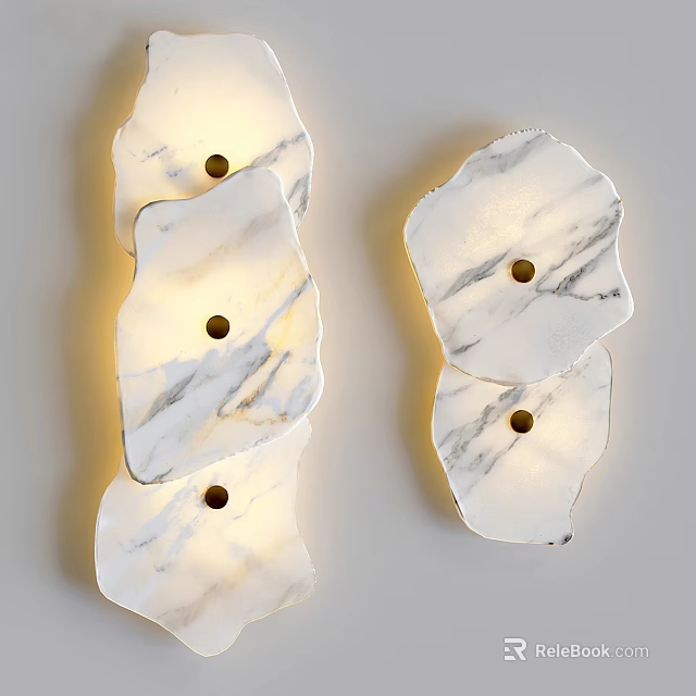 Modern Minimalist Marble Wall Lamps With Layered Design Natural Texture And Soft Glow 3d model 