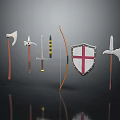 Medieval Weapons Collection Featuring Axes Swords Bow Shield And Daggers