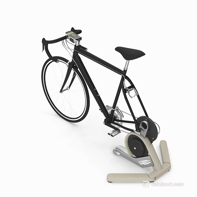 Black Frame Stationary Exercise Bike For Indoor Training With Flywheel And Fitness Equipment 3d model 