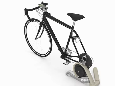 Black Frame Stationary Exercise Bike For Indoor Training With Flywheel And Fitness Equipment 3d model
