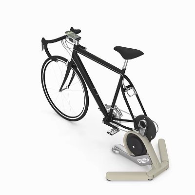Black Frame Stationary Exercise Bike For Indoor Training With Flywheel And Fitness Equipment 3d model