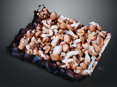 Fresh Brown And White Mushrooms Pile With Different Sizes And Healthy Vegetables 3d model