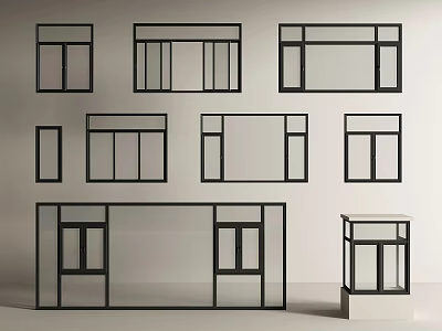 Diverse Modern Casement Windows With Black Frame And Various Design Options 3d model