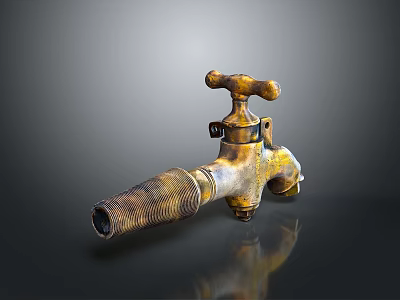 Vintage Brass Faucet With Rustic Texture And Classic Design For Home Use 3d model