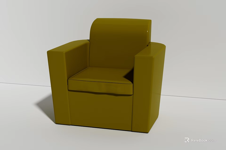 Olive Green Modern Single Sofa with Comfortable Armrests and Upholstered Backrest 3d model