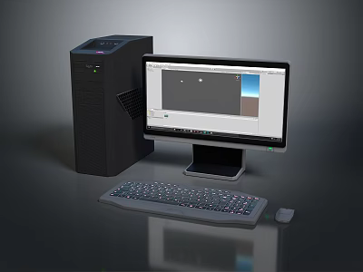 Complete Desktop Computer Setup With Tower Monitor Keyboard Mouse And Screen 3d model