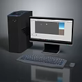 Complete Desktop Computer Setup With Tower Monitor Keyboard Mouse And Screen 3d model