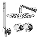 Modern Chrome Shower Head System with Adjustable Hose and Multiple Components 3d model