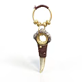 Handcrafted Leather Keychain With Gold Metal Ring And Decorative Pendant For Daily Use