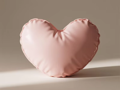 Pink Heart Shaped Pillow Soft Plush Decorative Cushion for Living Room Sofa or Bedroom 3d model