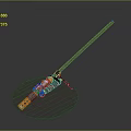 Long Barrel Decorative Weapon With Colorful Body And Circular Base Display Stand