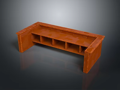 Modern Orange Storage Bench Furniture With Multiple Compartments And Functional Design 3d model