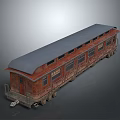 Vintage Red Train Carriage with Gray Roof and Multiple Classic Windows Design