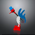 Adorable Animated Animal Character Wearing Blue Hat With Red Base And Silver Accents
