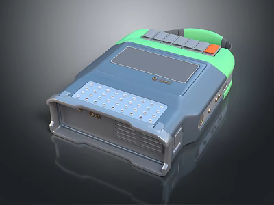 Portable Electronic Device With Blue Green Casing Screen Keypad And Interface Ports 3d model