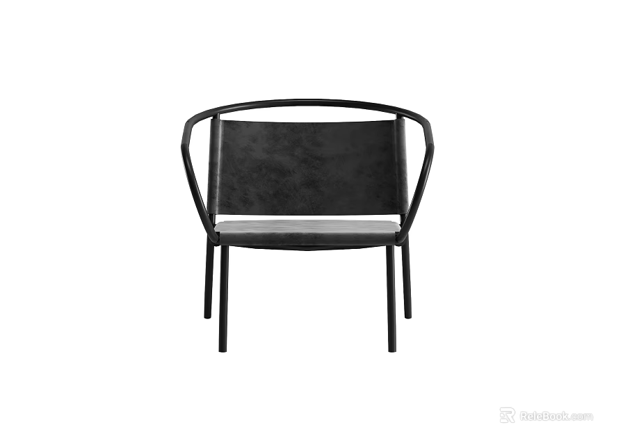Modern Black Accent Chair With Metal Frame And Comfortable Minimalist Design 3d model 