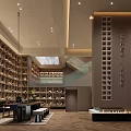 Elegant Wine Store Interior With Wooden Racks Staircase And Bar Counter