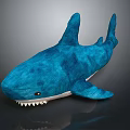 Soft Blue Shark Plush Stuffed Toy With White Belly And Sharp Teeth