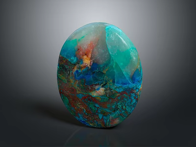 Vibrant Colorful Oval Natural Stone With Smooth Polished Surface And Rich Patterns 3d model