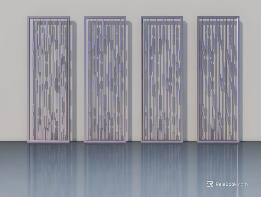 Modern Decorative Swing Doors With Vertical Slats Design For Interior Use 3d model 