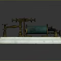 Vintage Scientific Device Featuring Green Coils Metal Components On Marble Base