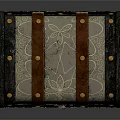 Vintage Decorative Chest With Ornate Metal Surface Leather Straps And Rivets