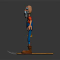 Cartoon Elderly Bald Character With Blue Glasses White Beard Red Shirt Blue Overalls Orange Boots