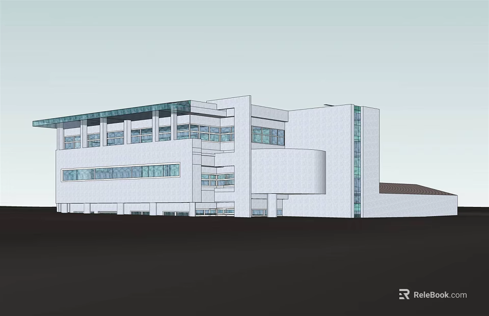 Modern Multi Storey Office Building With Glass Curtain Wall And Sleek Design 3d model 