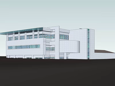 Modern Multi Storey Office Building With Glass Curtain Wall And Sleek Design 3d model