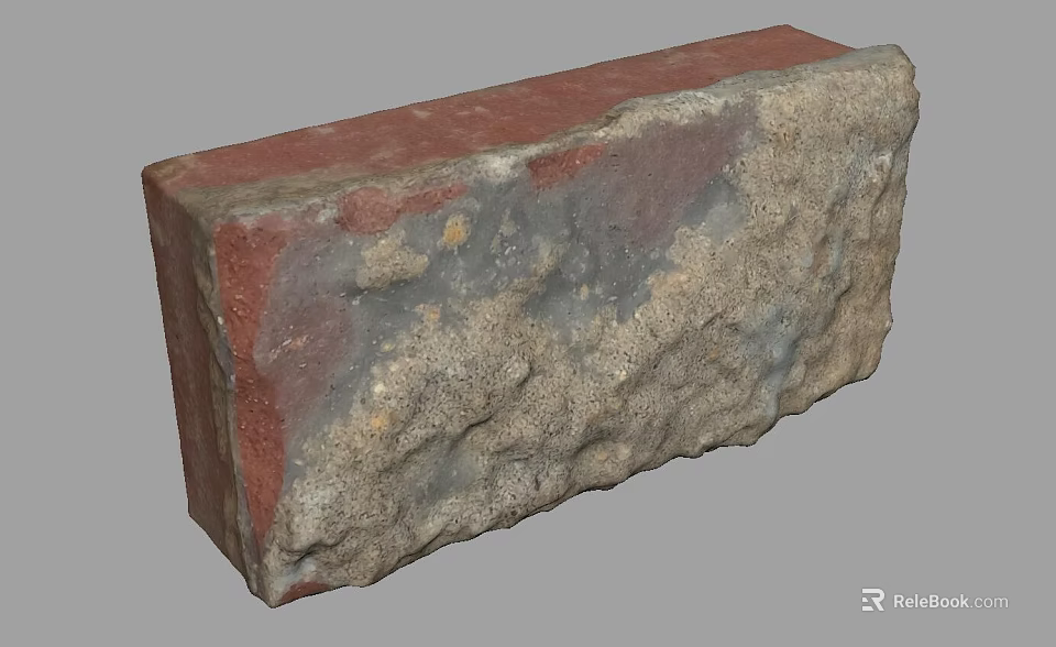 Building Exterior Wall With Red Brown And Gray Rough Texture Brick 3d model 