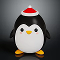 Cute Penguin Doll With Red Christmas Hat Black Body And Yellow Webbed Feet
