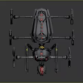 3D Model Of Futuristic Sci Fi Aircraft With Multi Wing Black Red Design