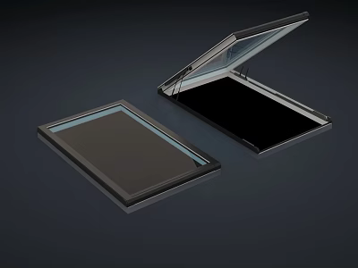 Black Square Containers Featuring Transparent Lids Open And Closed States 3d model