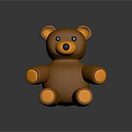 Brown Teddy Bear with Yellow Ears Nose and Paws Sitting on Black Background with Reflection
