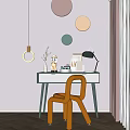 Modern Stylish Desk With Orange Chair White Top Green Legs Table Lamp And Decor