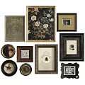 Abstract Paintings In Various Framed Styles With Floral Insect And Portrait Art