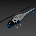 Blue And White Helicopter Model Design With Detailed Exterior And Landing Gear