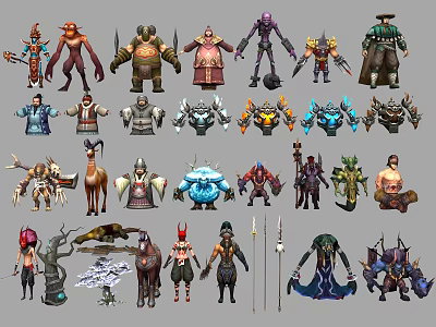 Diverse Game and Movie Characters Featuring Unique Monster Warrior and Creature Designs 3d model