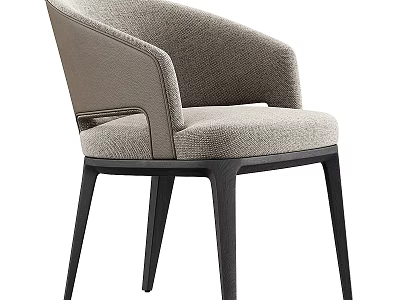Modern Upholstered Accent Chair With Beige Fabric Armrest And Dark Wooden Legs Design 3d model