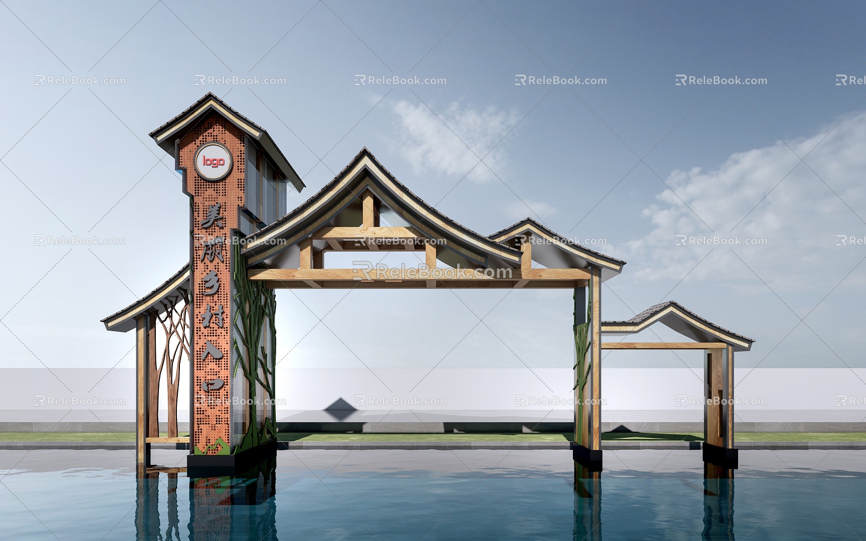 Modern Scenic Area Gate Head Entrance Gate 3d model